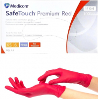 Рукавички нітрилові червоні Medicom SafeTouch Premium 4,2 г (1 пачка, 100 шт) розмір XS - головне фото