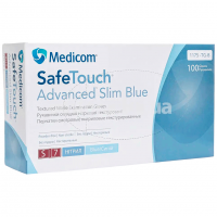 Рукавички нітрилові блакитні Medicom SafeTouch Advanced Slim Blue 3,5 г (1 пачка, 100 шт) розмір S - головне фото