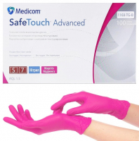 Рукавички нітрилові манджента Medicom SafeTouch Vitals 3,5 г (1 пачка, 100 шт) розмір XS - головне фото